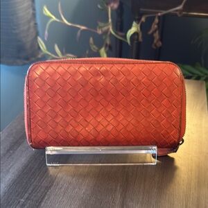 Bottega Red/orange zipper Wallet
